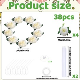 Car Decoration Set 2 x 160 cm Adjustable Tulle Garlands with 9 Large Flowers Diameter 20 cm and 4 Small Flowers Diameter 10 cm Flower Decoration Car Wedding Bonnet with Suction Cups and Cable Ties