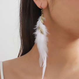 Long Feather Tassel Dangle Earrings Lightweight Feather Statement Earrings Bohemian Fringe Earrings Jewelry Gifts for Her