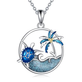 AINFQY Octopus / Stingray / Sea Turtle / Wave Necklace Pendant for Women 925 Sterling Silver Turquoise Necklace Moonstone Ocean Jewellery Gift, Sterling Silver