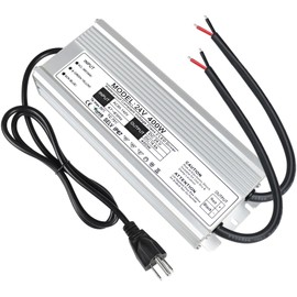 LightingWill LED Driver 400 Watts Waterproof IP67 Power Supply Transformer, 90-140V AC to 24V DC Low Voltage Output, Adapter with 3-Prong Plug 3.3 Feet Cable for Outdoor Use, Computer Project