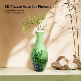 Yizhor 3D Puzzle Vase,Unique Flower Vase Made by 160 Curved Plastic Puzzle Pieces for Adults, Warming Gift for Flower Arrangements and Home Decoration,Crafts for Adults(Bamboo)