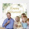 Mocsicka Happy Retirement Backdrop Eucalyptus Leaves Retirement Party Decorations Sage