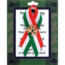 Loving Jesus St.Patrick's Day Ribbon/Shamrock Brooch