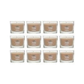 Yankee Candle Signature Votive Mini Candle Jar, Amber & Sandalwood Scent, Natural Soy Wax Blend Candle with Natural Fiber Wick, 1.3 OZ Glass Jar (Pack of 12)