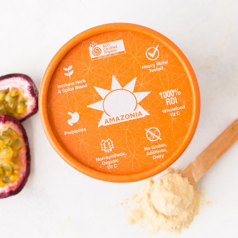 AMAZONIA Raw Wholefood Extracts Vitamin C+ Passionfruit Flavour 300g