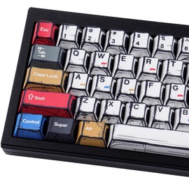 PBT Keycaps, 135 Keys Japanese Manga Theme Keycaps, Mixed Light Minimalist Style Cherry Profile Dye Sublimation Custom Keycap for Cherry Gateron MX Swithes ISO/ANSI Layout Mechanical Keyboards