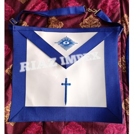 MASONIC BLUE LODGE OFFICER TYLER APRON SILVER CHAIN COLLAR AND JEWEL