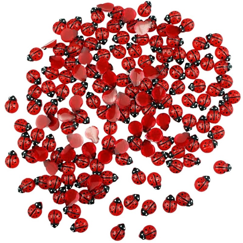 FAZHBARY 150 PCS Resin Ladybugs Flat Back Tiny Ladybugs Ornaments