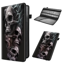 Mxfdegf Car Registration and Insurance Holder, Leather Car Glove Box Organizer, Cool Car Accessories for ID, Driver's License Cards & Essential Document,business cards,Men&Women,Skull/Black