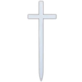 Woodhaven Memorial Cross - Steel Grave Marker 28 x 10 Inch - Perfect For Outdoor And Memorial Sites - White Powder Coat Finish - Headstone Replacement - Made In The USA