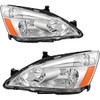 AUTOSAVER88 Headlight Assembly Compatible with 03 04 05 06 07 Accord OE Headlamp Replacement Chrome Housing Clear Lens