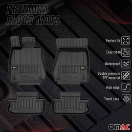 OMAC Premium Floor Mats for Lexus RC200 2016-2017 Car Mats All Weather 3D Custom Fit Rubber Mat Waterproof Odorless TPE Floor Liners Laser Measured Non-Slip (Black)