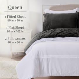 NY Loft Ultra Soft Micro Fleece Sheets Set with Extra Deep Pockets | Extra Soft Velvet Fleece Sheet Set | Super Plush Polar Fleece | Velvet Plush Cozy Warmth | Tribeca Collection (Queen, Black)