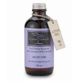 Acetone Free Nail Polish Remover with Soybean Oil & Lavender Oil - Vegan, Non-Toxic Nail Polish Remover for Nails Non Drying Liquid, 4 fl oz by Karma Organic