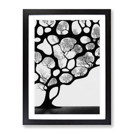 A Monochrome Tree No.5 Framed Print for Living Room Bedroom Home Office Décor, Wall Art Picture Ready to Hang, Black A4 Frame (34 x 25 cm)