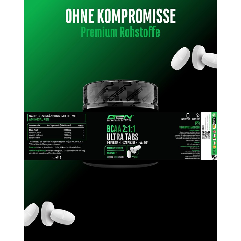 Gen German Elite Nutrition BCAA 2:1:1 Ultra Tabs - 365