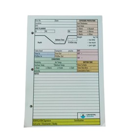 Crystal Ocean Dive Log Sheets (100 logs / 50 Sheets) & Clipboard with No Decompression US Navy Dive Tables
