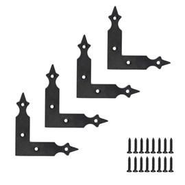 MshengM 4Pcs Sliding Door Black Carbon Steel L Shape 90MM Corner Bracket for Garage Door Gates Shutters Furniture