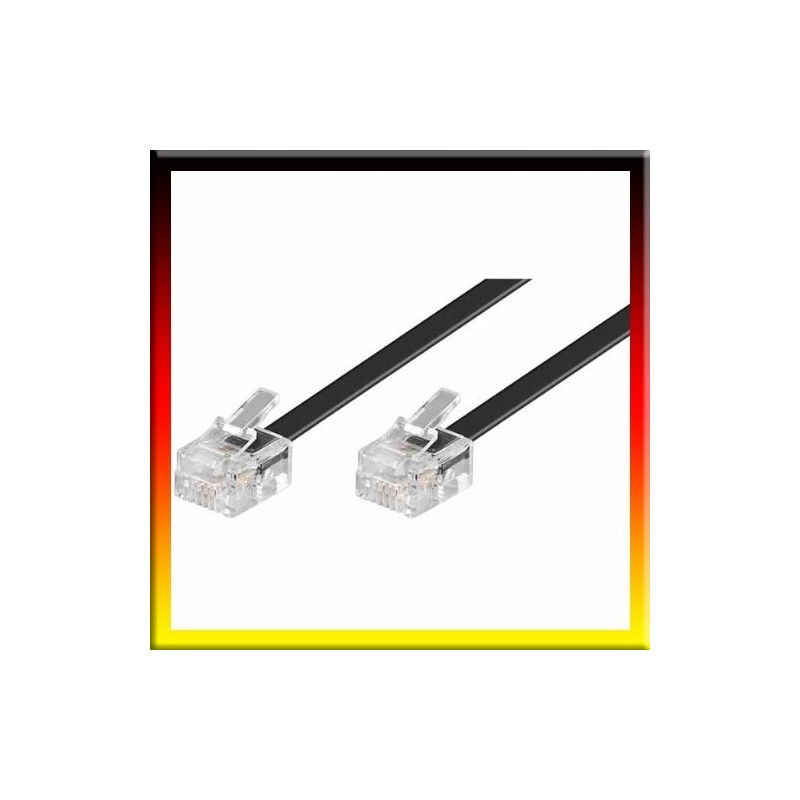 Wentronic Modular Cable 2x RJ11 Connectors 4-Way Coated Black 6m