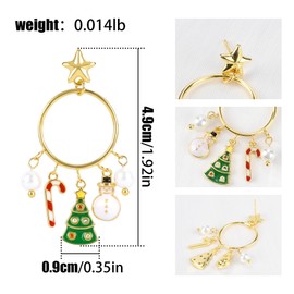 Christmas Tree Candy Cane Snowman Pearl Star Hoop Earrings for Women, Holiday-Themed Pendants Earrings Perfect for Christmas Celebrations and Gifting