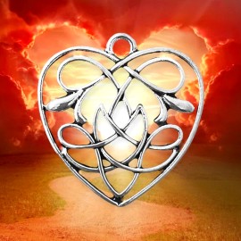 exceptionalbeauty 5 pcs Celtic Knot Heart Bead Drops Pendants 31mm Silver Jewelry Making Supplies