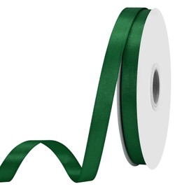 Maclemon Double Face 5/8 inch Wide 100 Yards Forest Green Satin Ribbon for Gift Wrapping Weddings Decoration Bouquet Balloons Arts Craft Sewing Hair Bow Invitation