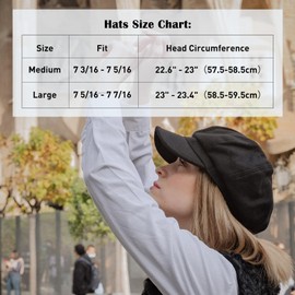 SIGGI Womens Merino Wool Visor Beret Newsboy Cabbie Cap Winter Hats with Lining Spring 67145_black,Medium