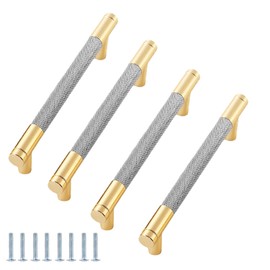 GYUNXI Cabinet Handles 4 Pack 96mm Hole Center Aluminum Kitchen Drawer Pulls, Modern T Bar Pulls with Mounting Screws for Dedroom Furniture Cupboard Shoe Cabinet, Easy to Install, Gray