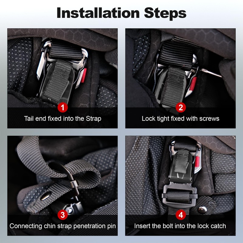 TOKCKYBL Universal Helmet Quick Release Buckle Kit - Stainless Steel