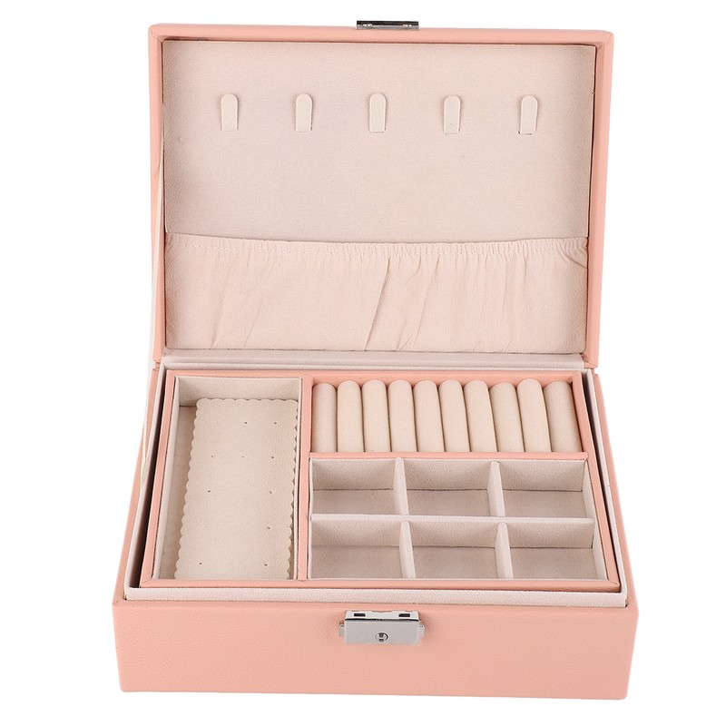 Jewelry Box Organizer 2 Layer Jewelry Storage Case PU Leather