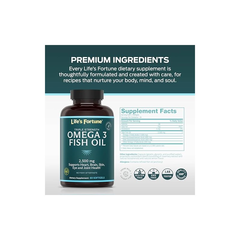 Lifes Fortune Suplemento de concentrado de Omega 3 de aceite