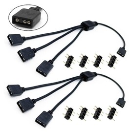 Dushochn ARGB Splitter Cable，1 to 3, 3-Pin Extension Cable, Allowing F The Connection of Its Addressable ARGB LED Or ARGB Fan Through A Single Motherboard+5V 3-Pin ARGB Connector, 30CM/11.8IN 2Pcs