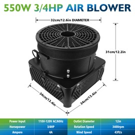 3/4 HP Wacky Waving Inflatable Tube Guy Air Blower, 550W Inflatable Tube Man Blower Fan, Fits 12" Diameter Inflatable Dancer