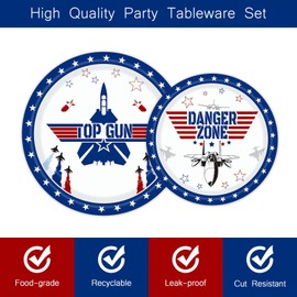 96PCS Fighter Jet Pilot Party Plates and Napkins Military Jet Party Party Decoration Tableware Set Pilot Birthday Baby Shower Dinnerware Set Serves 24 Guests Airplane Aviation Party Supplies