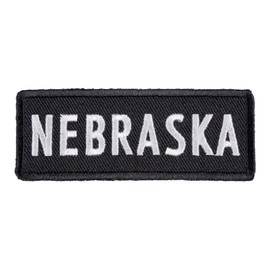 PatchStop State of Nebraska Iron On Patches for Clothing | Sew On Motorcycle Patch for Jackets Backpacks Luggage Suitcase | Black and White 3.25x1.25in Embroidered United States DIY Applique