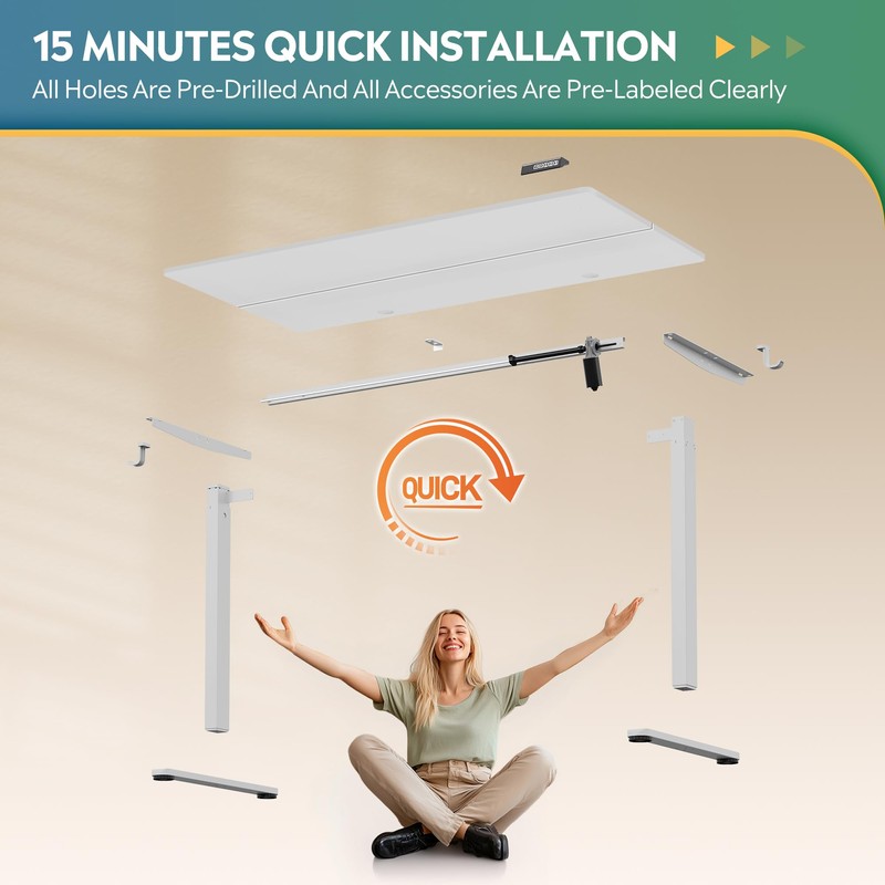 DEVAISE 48 Inch Electric Standing Desk, 3 Adjustable Height Stand