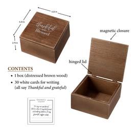 Lillian Rose Rustic Wooden Thankful and Blessed Box with 30 Note Cards, One Size, brown
