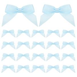 PATIKIL 2" Satin Ribbon Bow, 30 Pcs Mini Bows with Double-Sided Tape Self Adhesive for DIY Craft Gift Wrapping Treat Bags Decoration, Light Blue