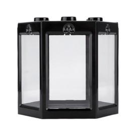 Mini Fish, Small Hex Shape Fish, Hexagon Betta Fish Goldfish, Mini Aquarium, Desktop Plastic Fish for Living Room Office Home Decor (Black)