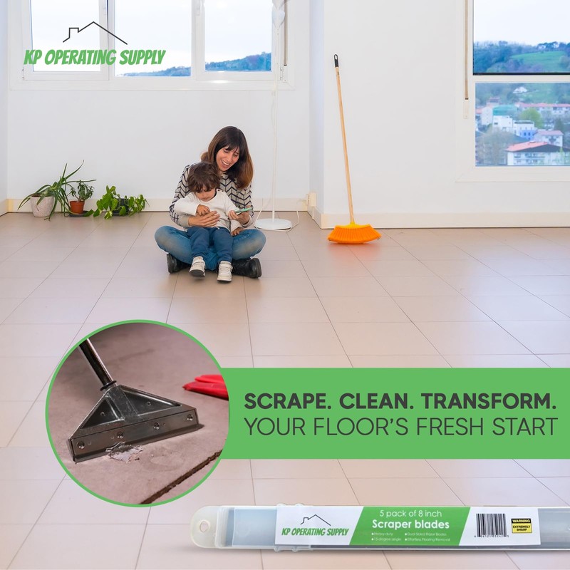 8" Replacement Floor Scraper Blades 20 -Pack - Angled Demolition