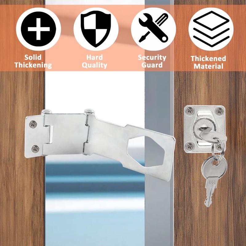HOWDIA 3 Inch Keyed Door Lock Hasp Latch, Stainless Steel