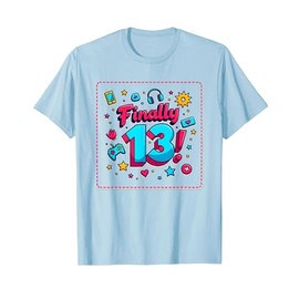 Finally 13 Birthday Gift designn Milestone Celebration T-Shirt, Men, Baby Blue