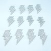 SaktopDeco 12 PCS Silvery Glitter Lightning Iron On Patches Embroidered