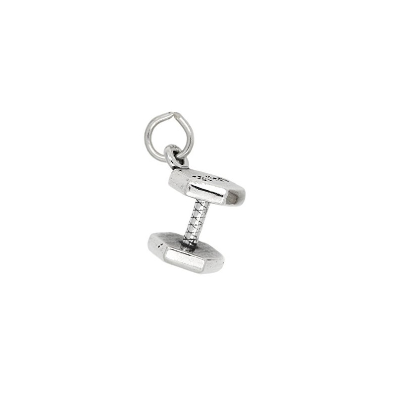LGU Sterling Silver Oxidized 50 lb Dumbbell Charm