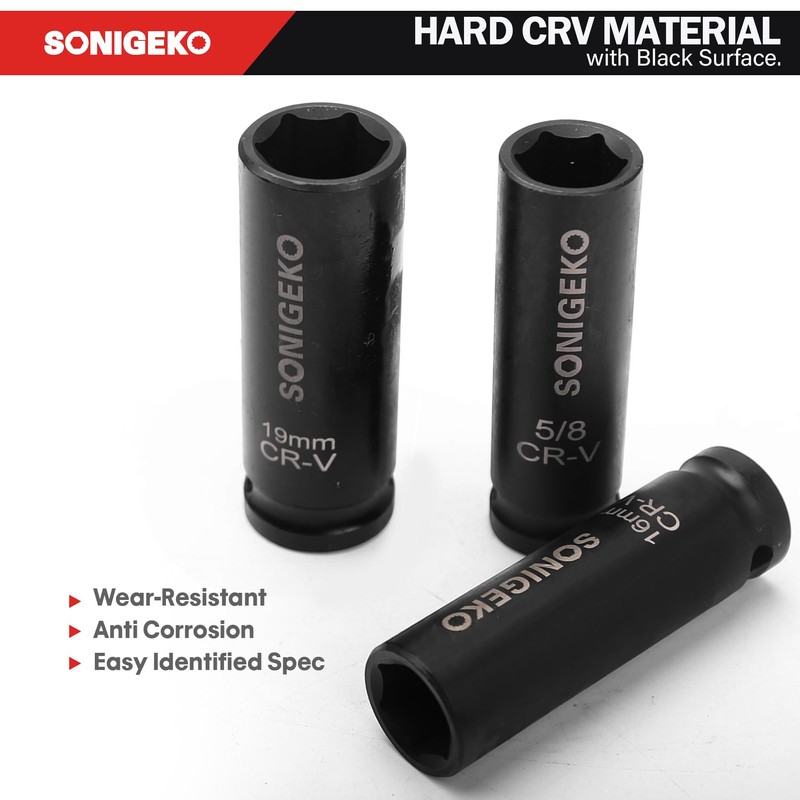 SONIGEKO 29-Piece 1/2" Drive Impact Socket Set - 6 Point