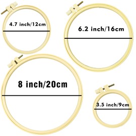 SZCXDKJ 4Pcs 4 Sizes Round Embroidery Hoop Plastic Circle Cross Stitch Hoop Ring for Craft Sewing,with Gold Eye Embroidery Needles, Embroidery Hoop