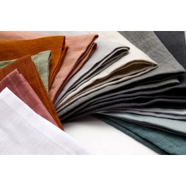 linendo Cloth Napkins, Set of 6-100% Pure Linen, 38 x 38 cm (Square) – White, Machine Washable, Soft and Reusable for Hotels, Cafes, Restaurant, Home and Kitchen