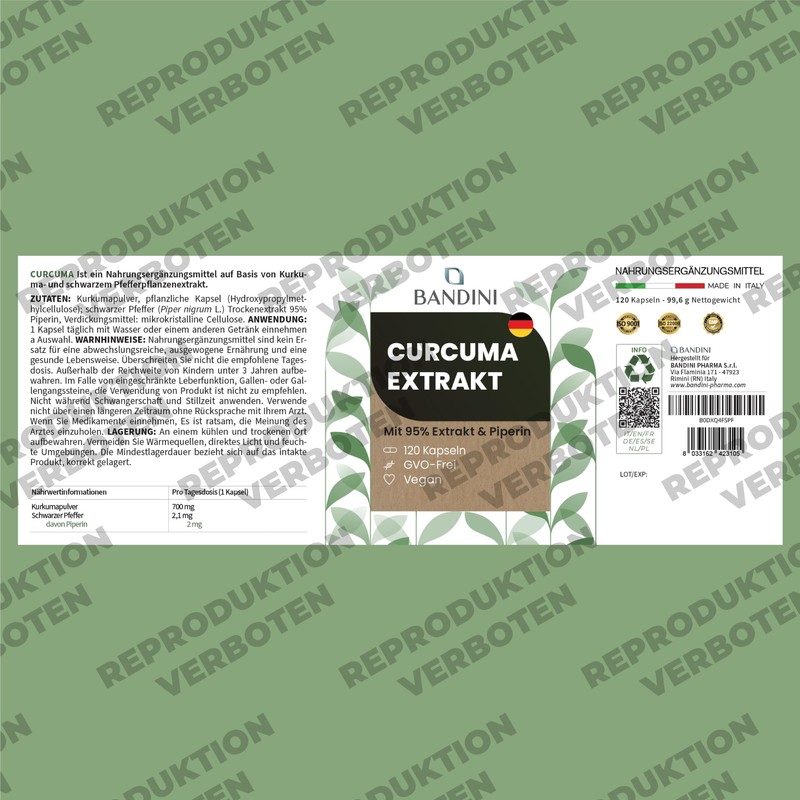 Bandini® Turmeric Extract 700 mg Turmeric per Capsule Made from