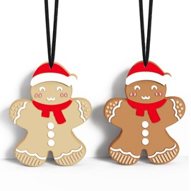Christmas Chew Necklaces for Sensory Kids, Silicone Gingerbread Man Teething Necklace for Babies Toddlers Adults & Moms, Ideal Chewelry Toy for Autism ADHD Anxiety Fidget Relief (2Pack)