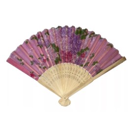 KFMX 24 Abanico Madera Tela Recuerdos Boda Fiesta Colores